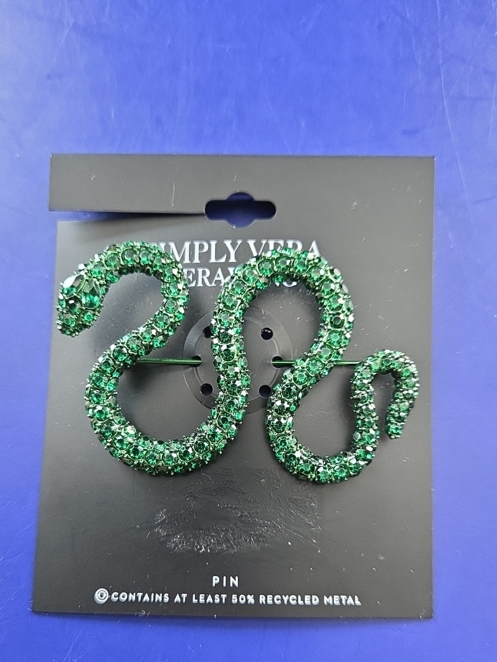 Simply Vera Wang Green Rhinestone Snake Pinn Brooch